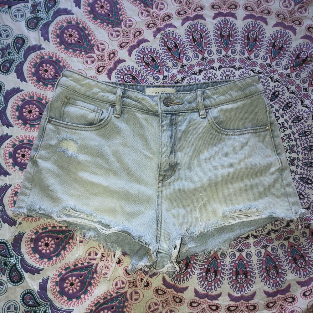 pacsun high waisted shorts light wash